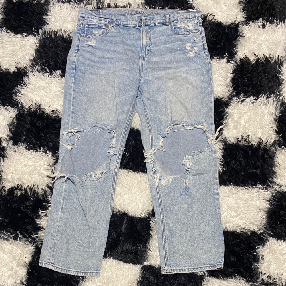 American Eagle Outfitters Light Blue Distressed Flare Jeans